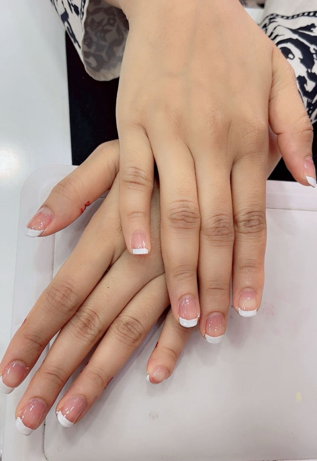 French tip nail extensions at Cindy Glow nail salon Dubai